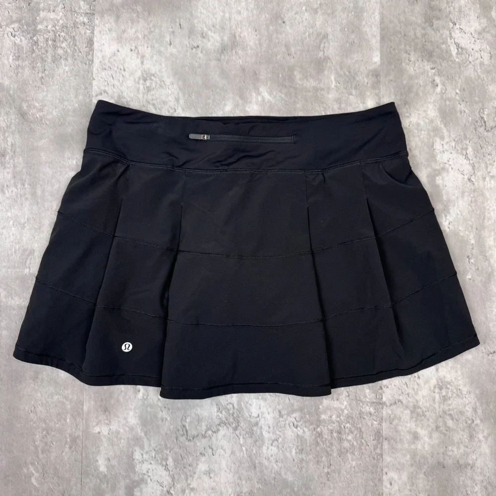Lululemon Pace Rival Mid-Rise Skort Womens 10 Black Tennis Golf Athletic Skirt - Picture 4 of 7